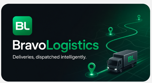BravoLogistics delivery platform with a smart route and delivery truck